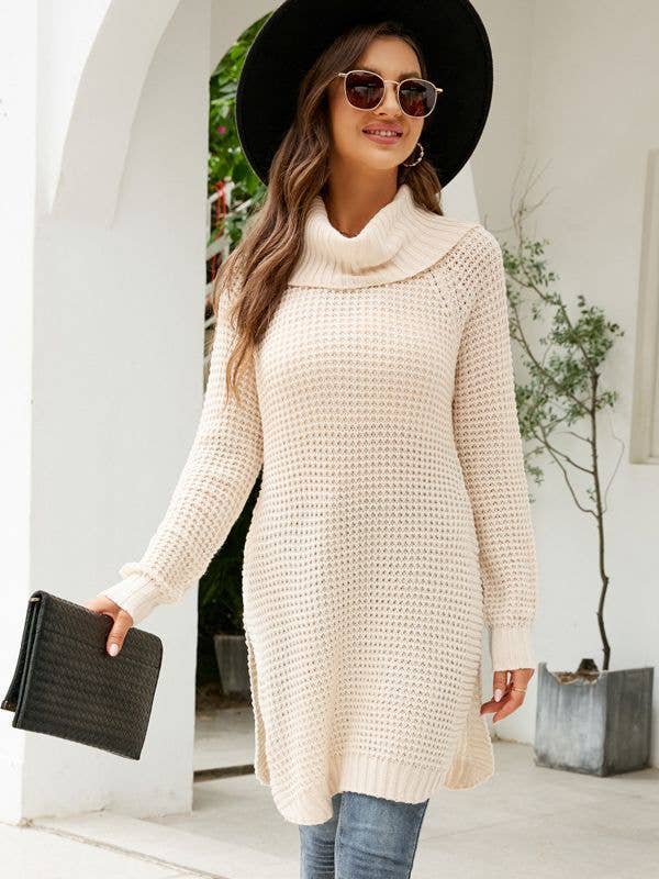 TURTLENECK CASUAL LONG KNIT SWEATER