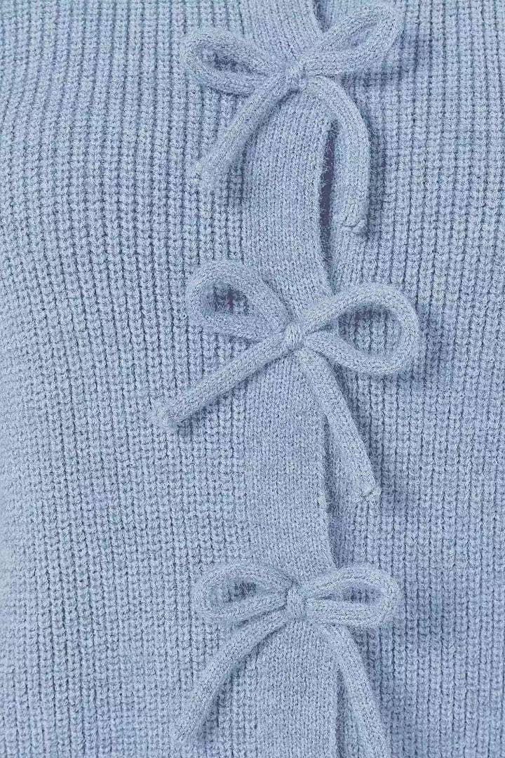 STYLISH AND COMFORTABLE BOW WOOL CARDIGAN