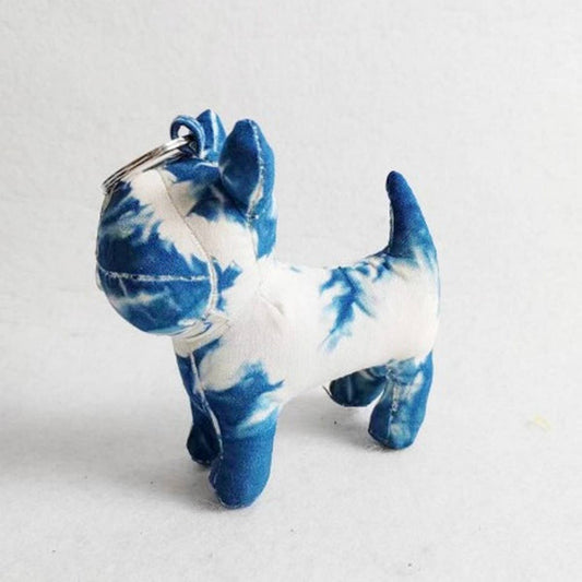 Handmade Indigo Tie-Dye Animal Doll Keychain Fresh