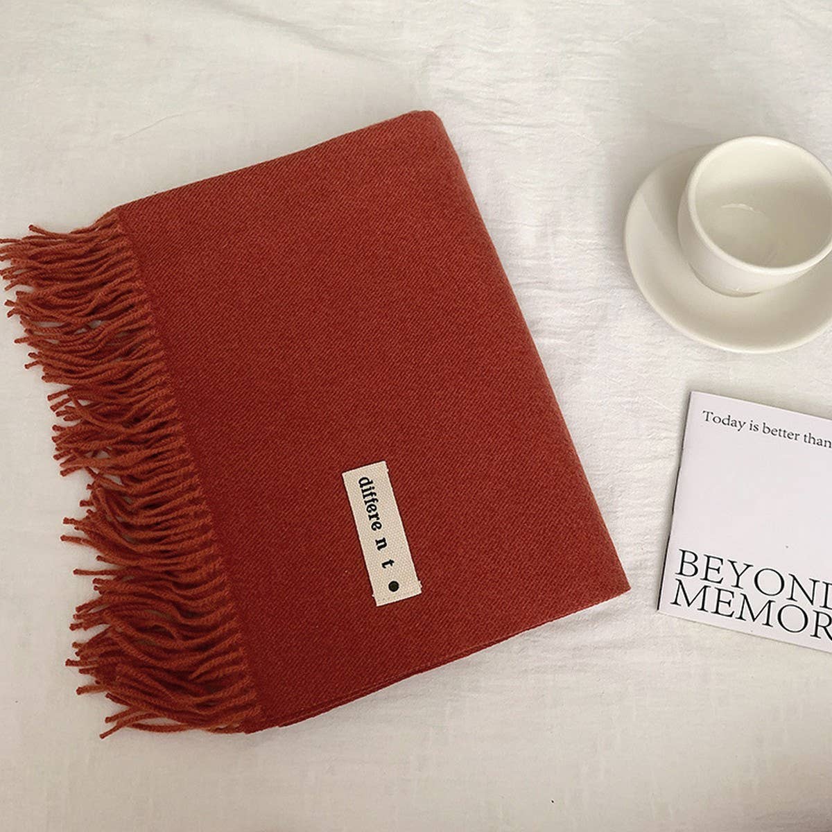 Colorblock Tassel Scarf - Thick Wrap for Students