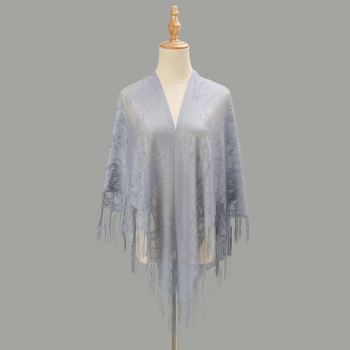 Hollow Out Tassel Shawl - Elegant Triangle Wrap