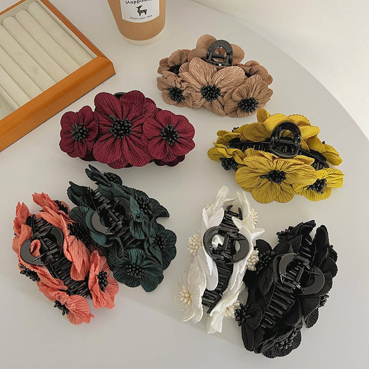 RETRO THREE-DIMENSIONAL FLOWER HAIRPINS_CWAHA1200