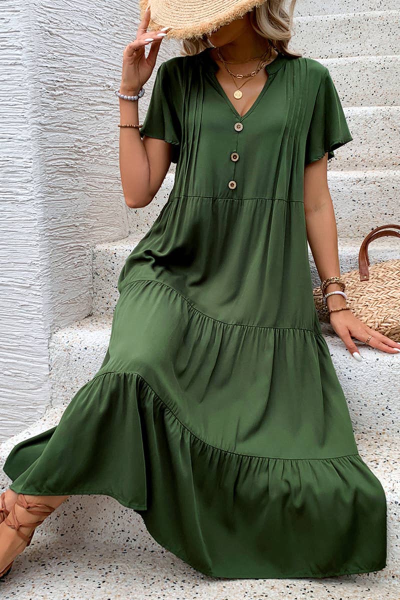 CWDMD4472_2025 NEW CASUAL V-NECK LOOSE MID-LENGTH DRESS