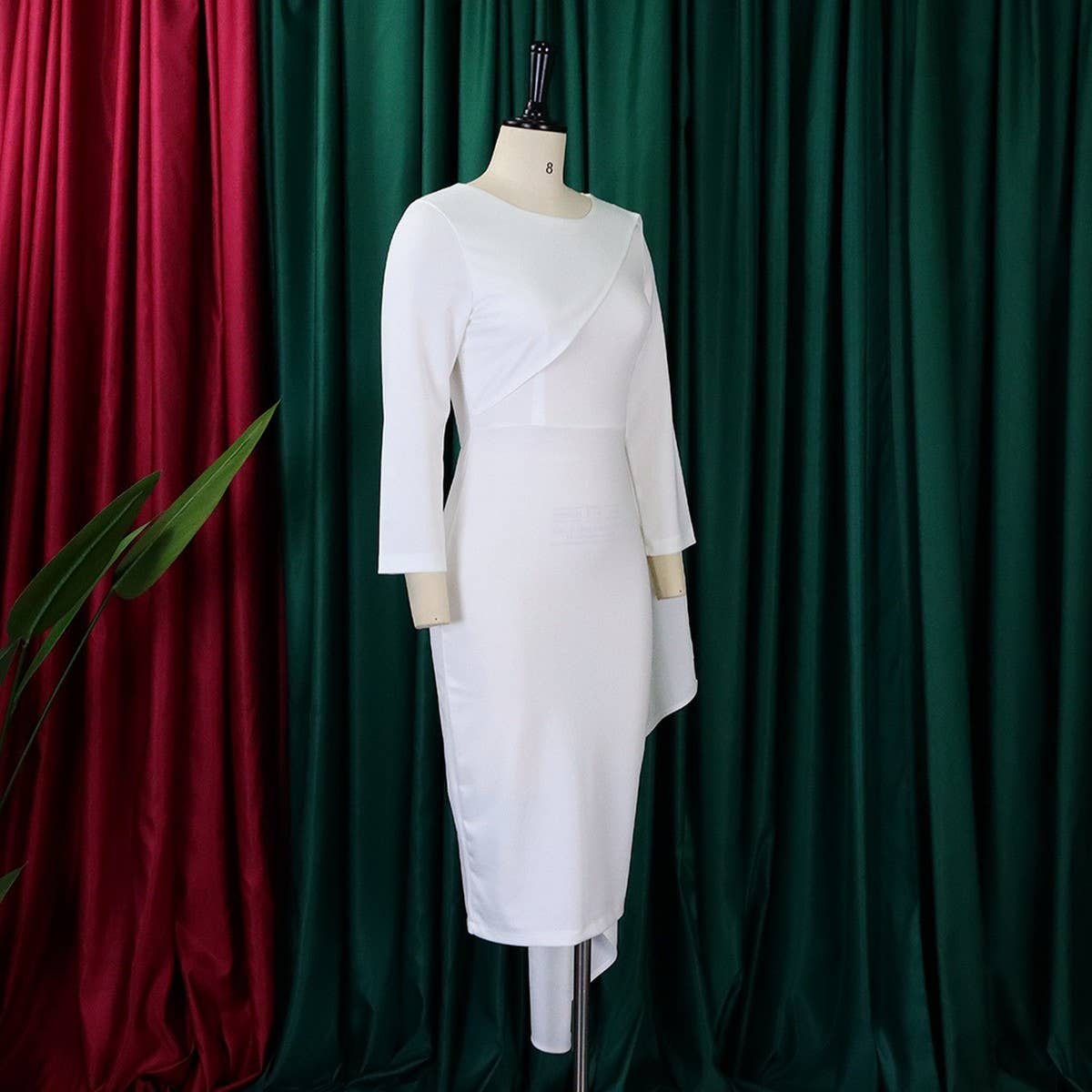 FASHION SOLID COLOR TONGLE PENCIL SKIRT DRESS_CWDMD3681