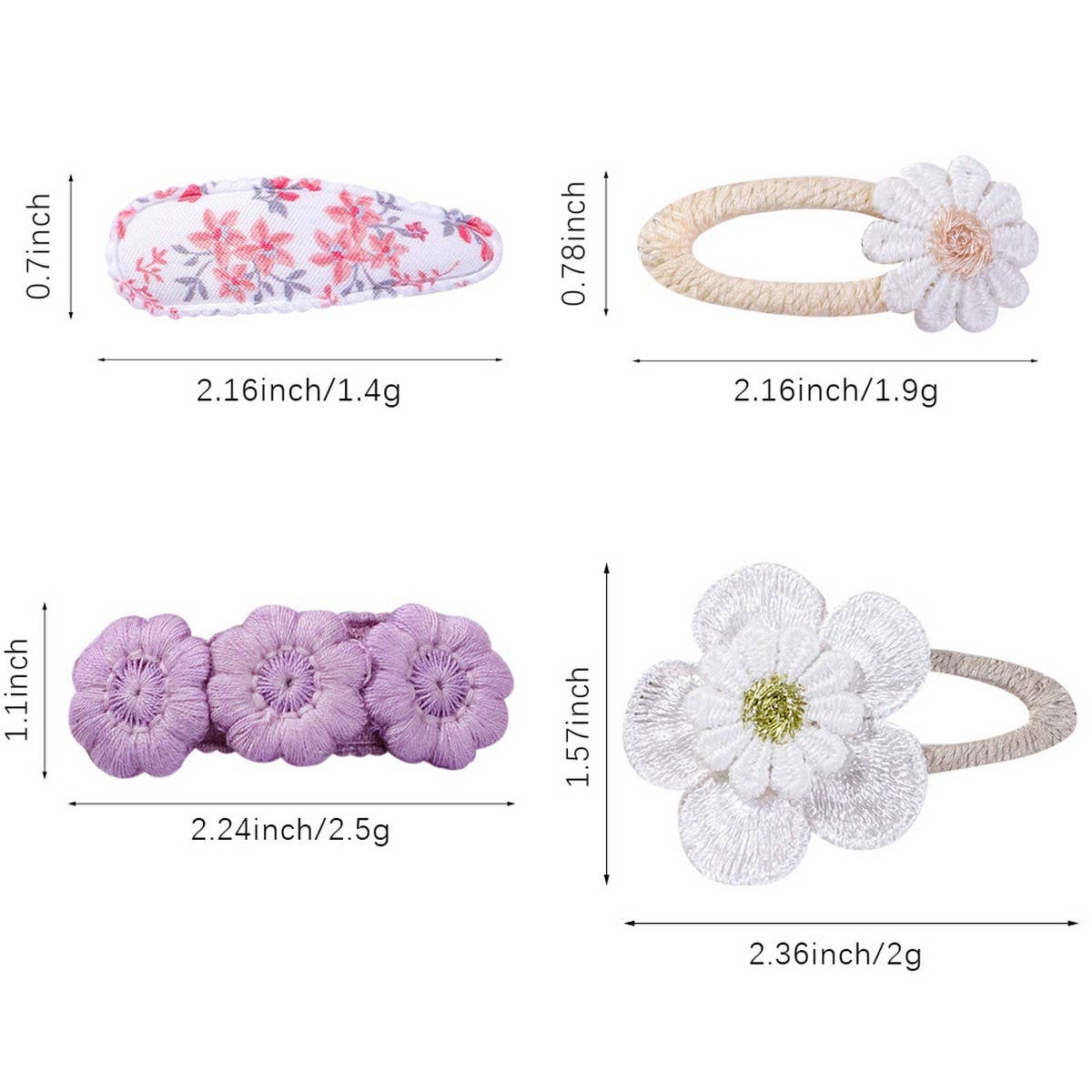 Daisy BB Clip Set ? Printed Cute Fabric Clips
