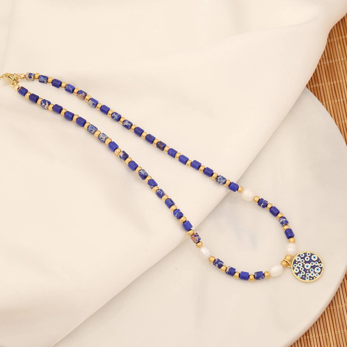 NATURAL STONE NECKLACE PERSONALIZED EYE PENDANT