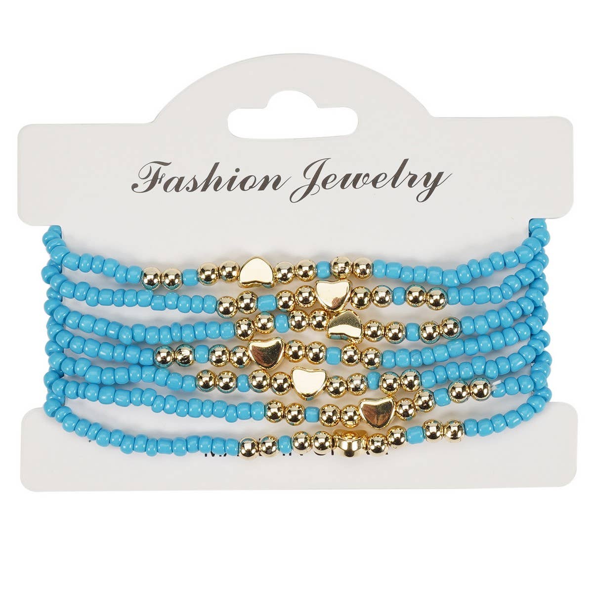 CWAJE05685_BOHO HEART MULTI LAYER ELASTIC BEADED BRACELET