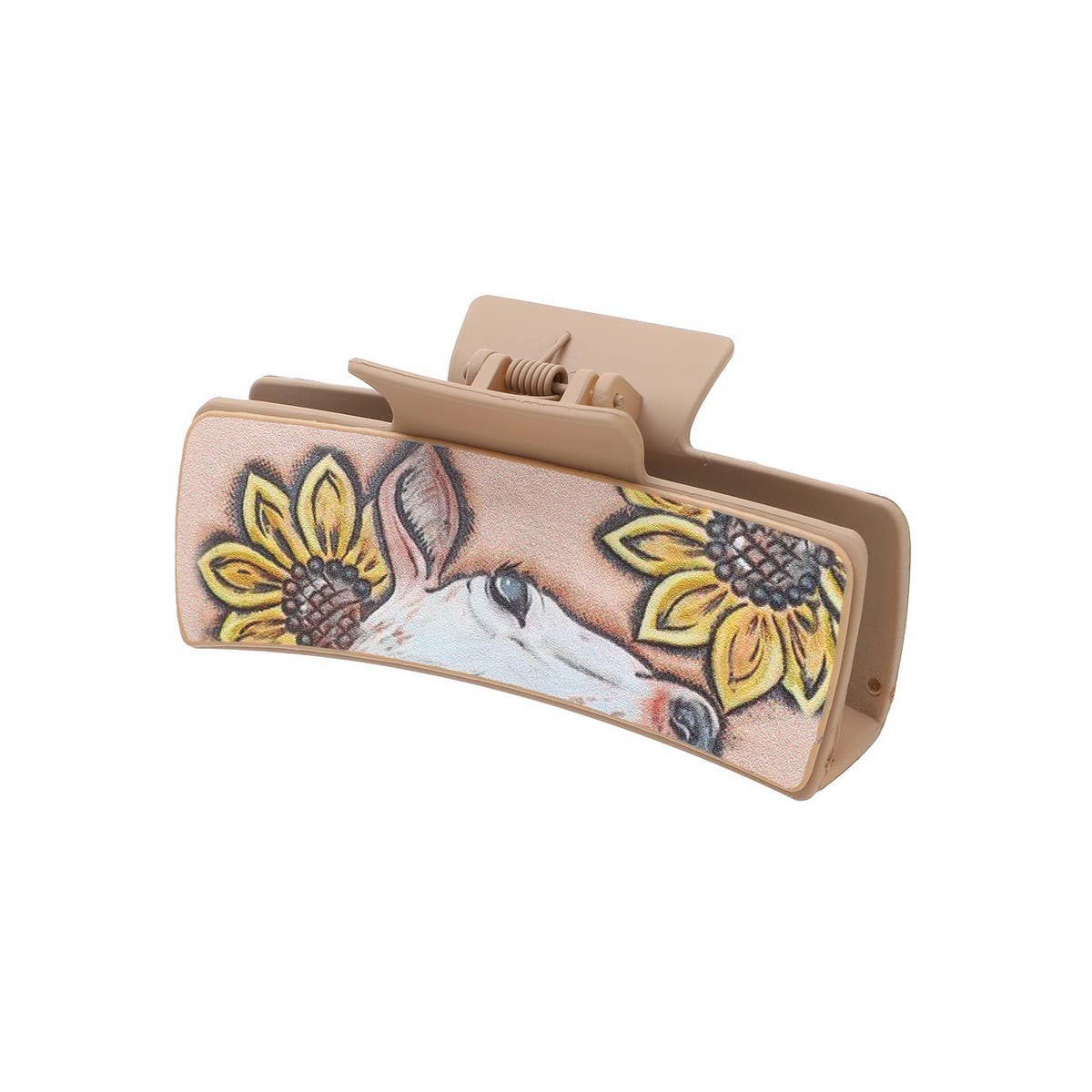 WESTERN SUNFLOWER CALF PATTERN LEATHER CLAW CLIPS_CWAHA0594
