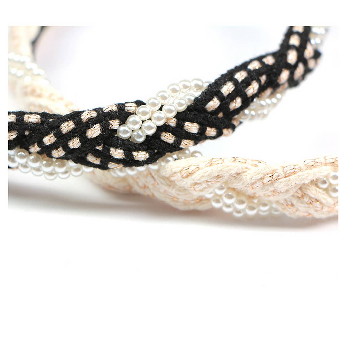 BRAIDED HAND BRAIDED PEARL HEADBAND_CWAHA0986