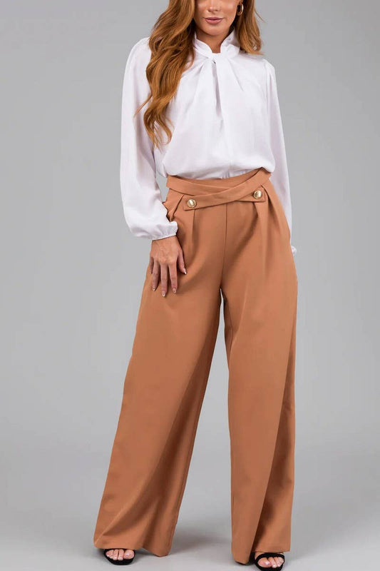 CWBLP2170_SOLID COLOR LOOSE FIT STRAIGHT LEG PANTS