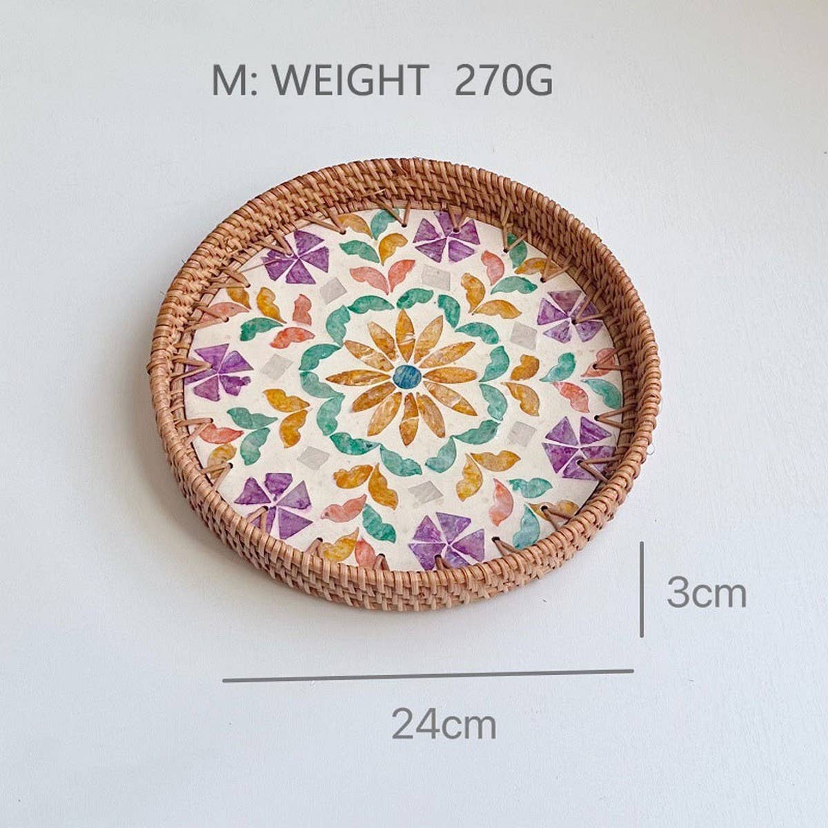 RATTAN COLORFUL SHELL CREATIVE HANDMADE FRUIT PLATE_CWMM4483