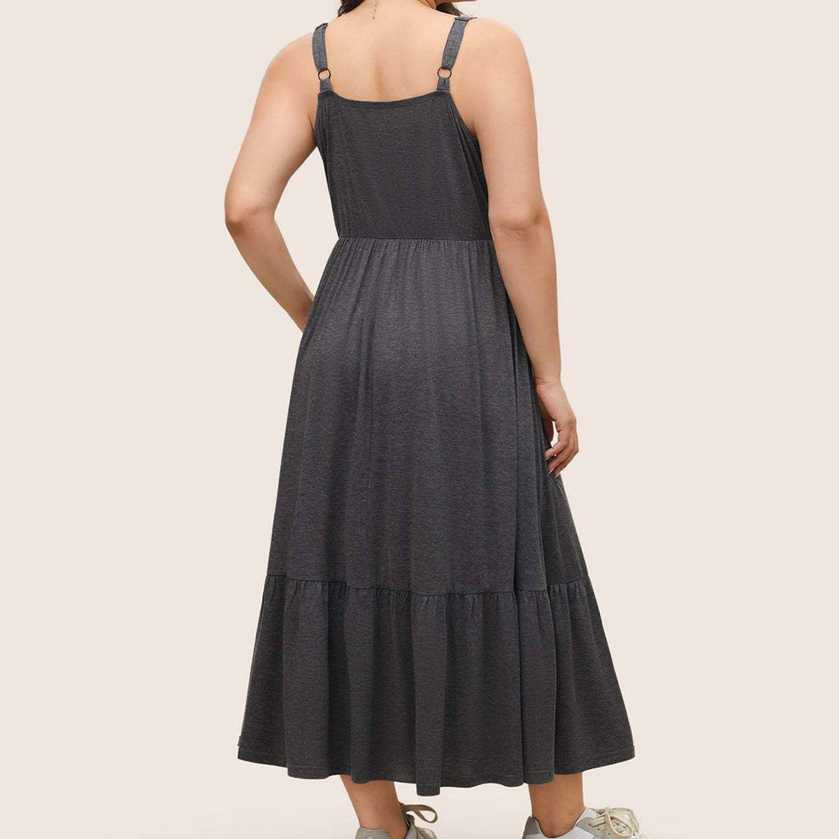 POCKET WAIST CINCHED SUSPENDER DRESS