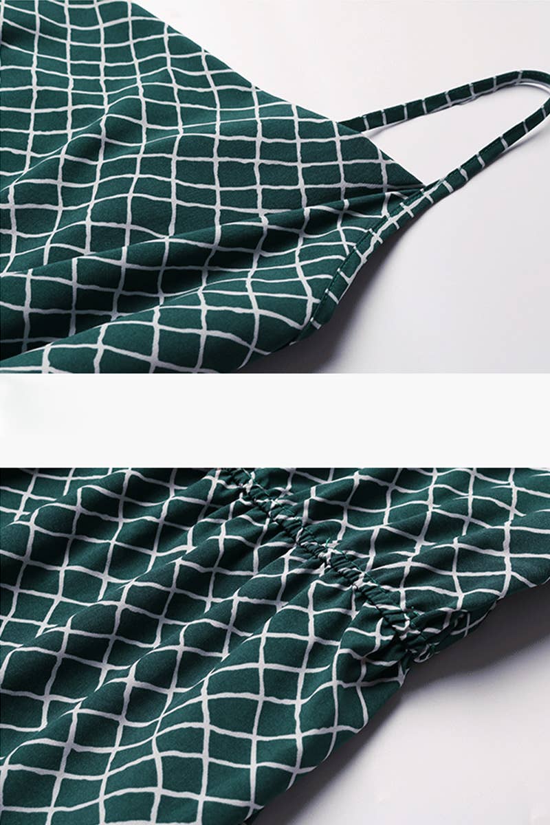 PLAID HALTER DRESS WITH IRREGULAR STRAPS