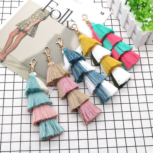 MIXED COLOR TASSEL PENDANT KEYCHAIN