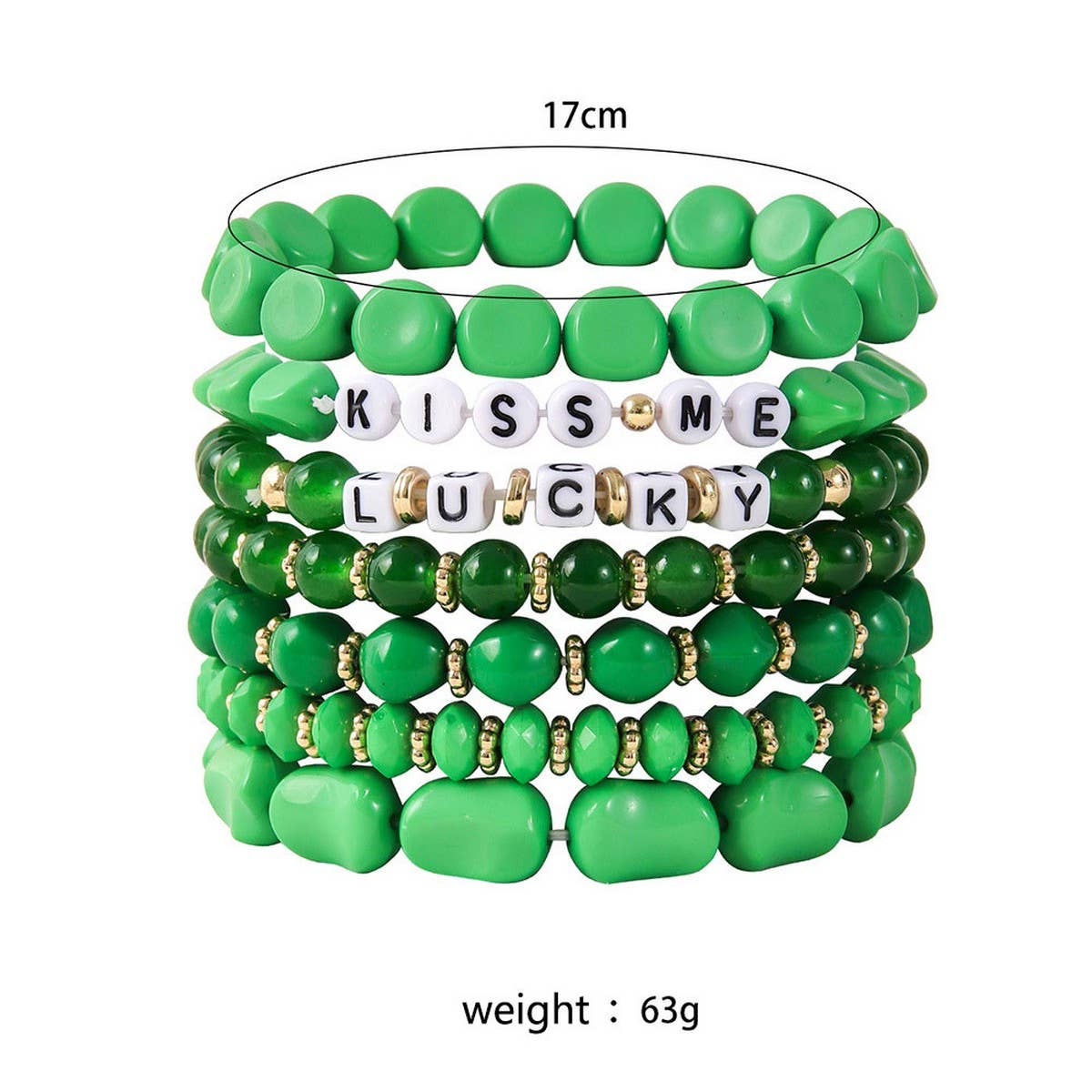 ST. PATRICK'S DAY ACRYLIC BEADED BRACELET SET_CWMM3504