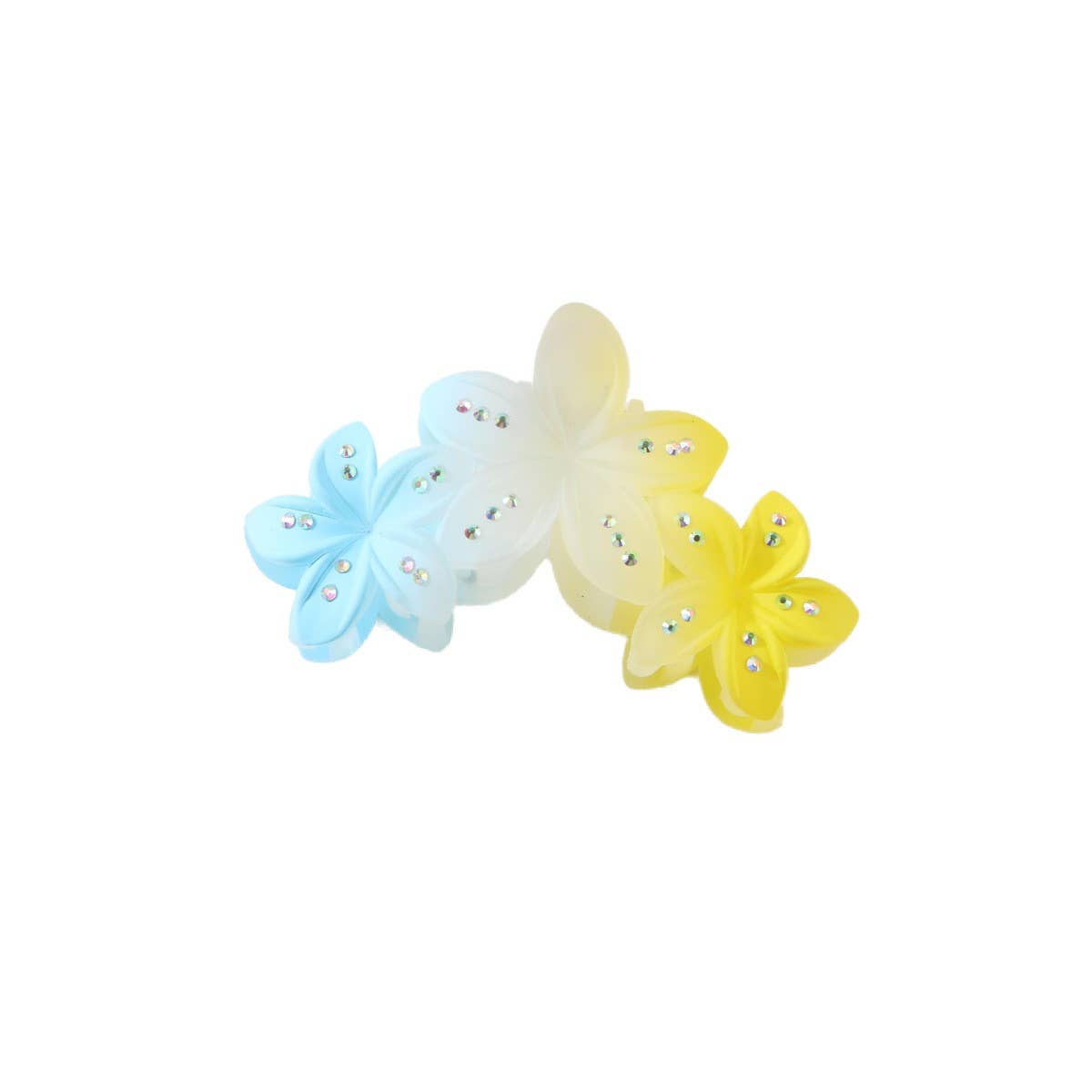 Gradient Rhinestone Egg Flower Hair Claw Clips