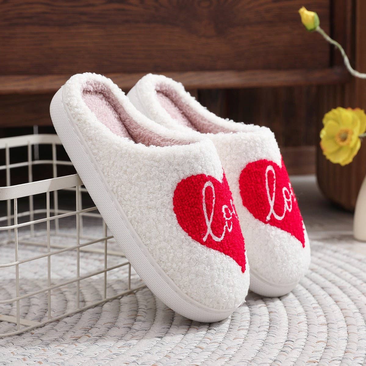 VALENTINE'S DAY RED LOVE COTTON SLIPPERS