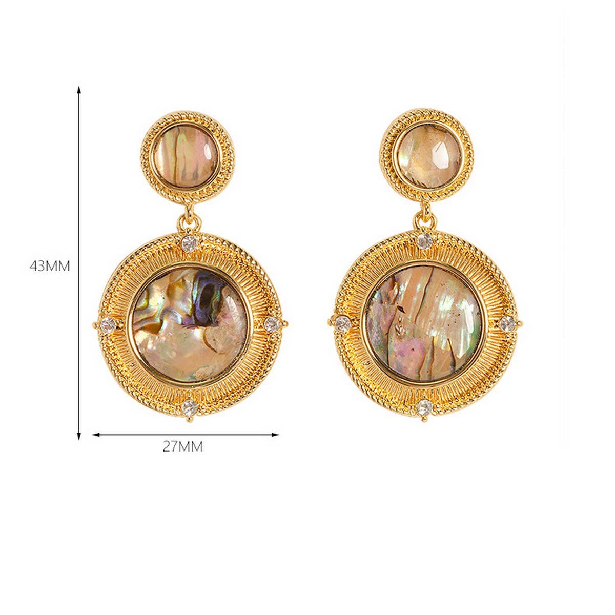 COLORFUL ABALONE EARRINGS WITH DIAMOND AND ZIRCON