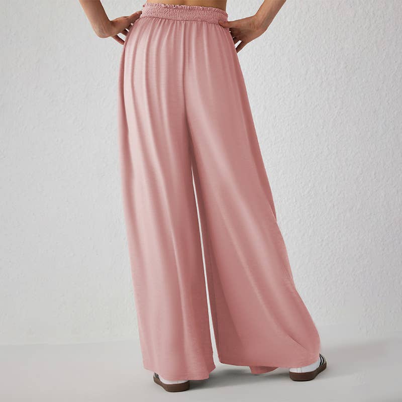 Loose Fit Solid Color Capri Wide-Leg Pants