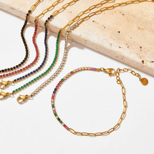 Solid Color Zirconia Stainless Steel Bracelet_CWMM5702