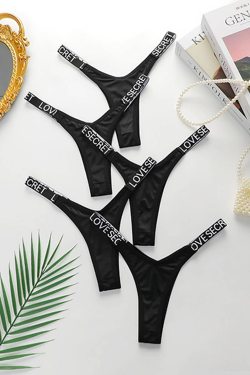 CWMU00304_SEXY LOW-RISE LETTER PRINT THONG PANTIES SET