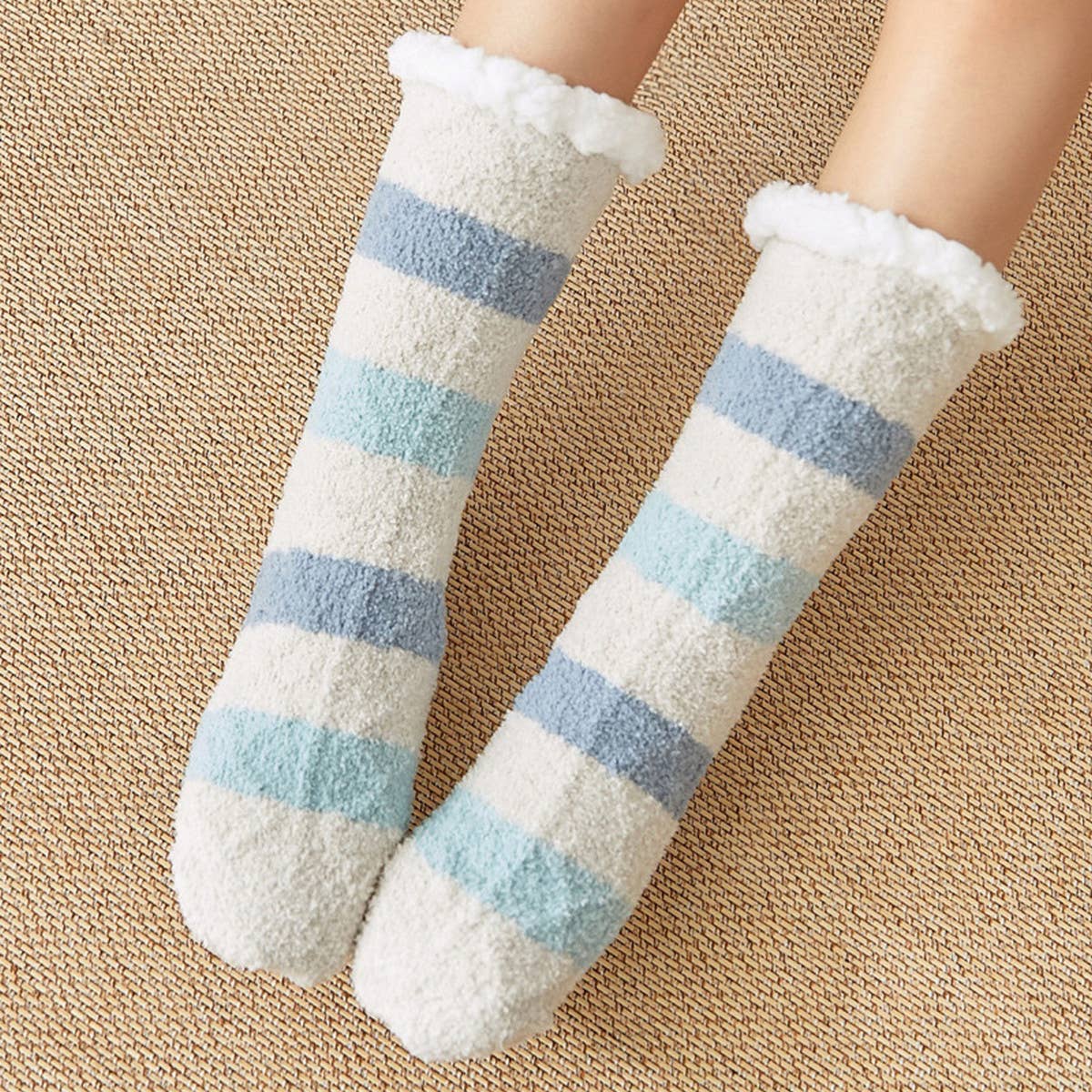 THICKENED TWISTED STRIPED PLUSH INDOOR SLIPPERS