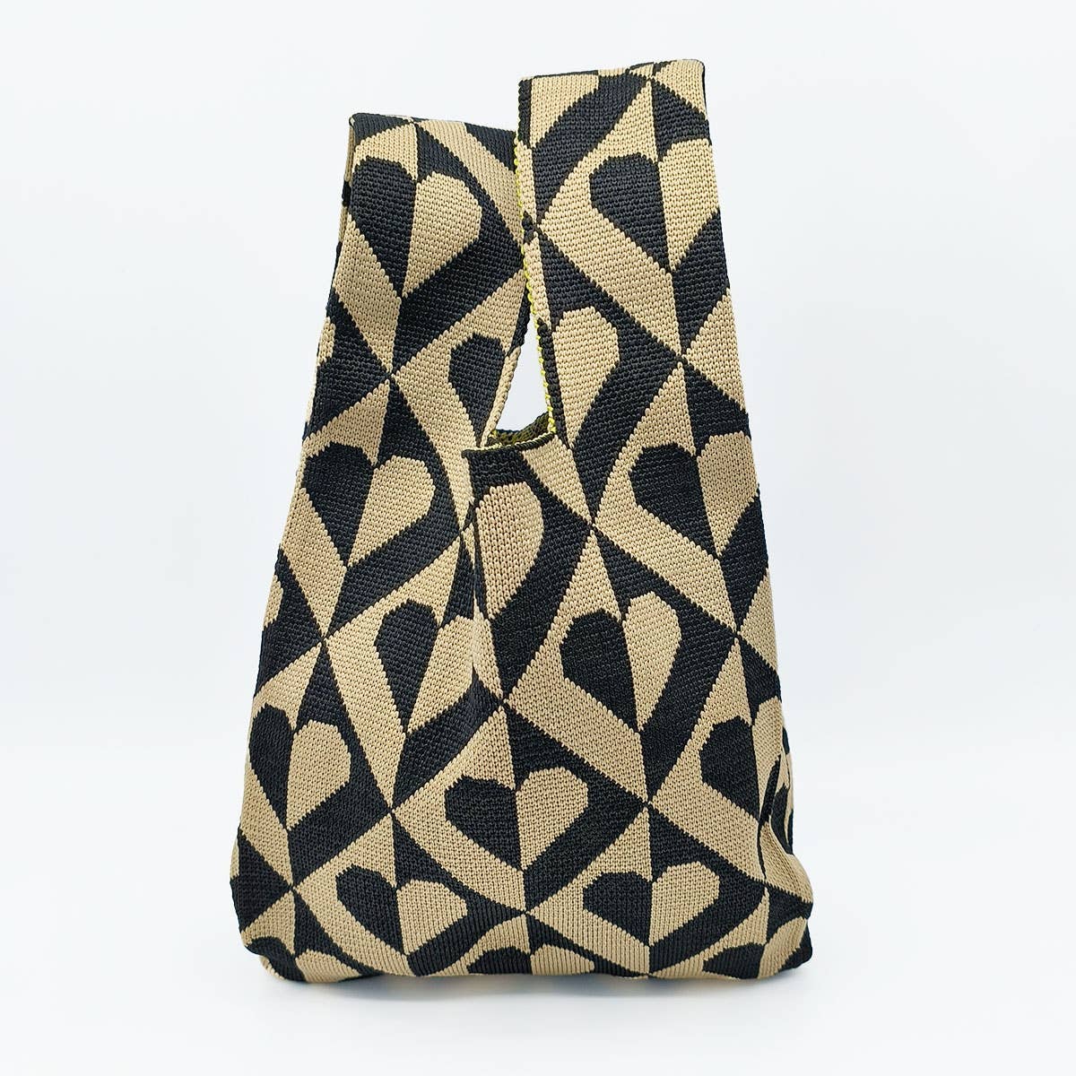 COLOR BLOCK POLKA DOT KNITTED SHOULDER TOTE BAG_CWAB1500