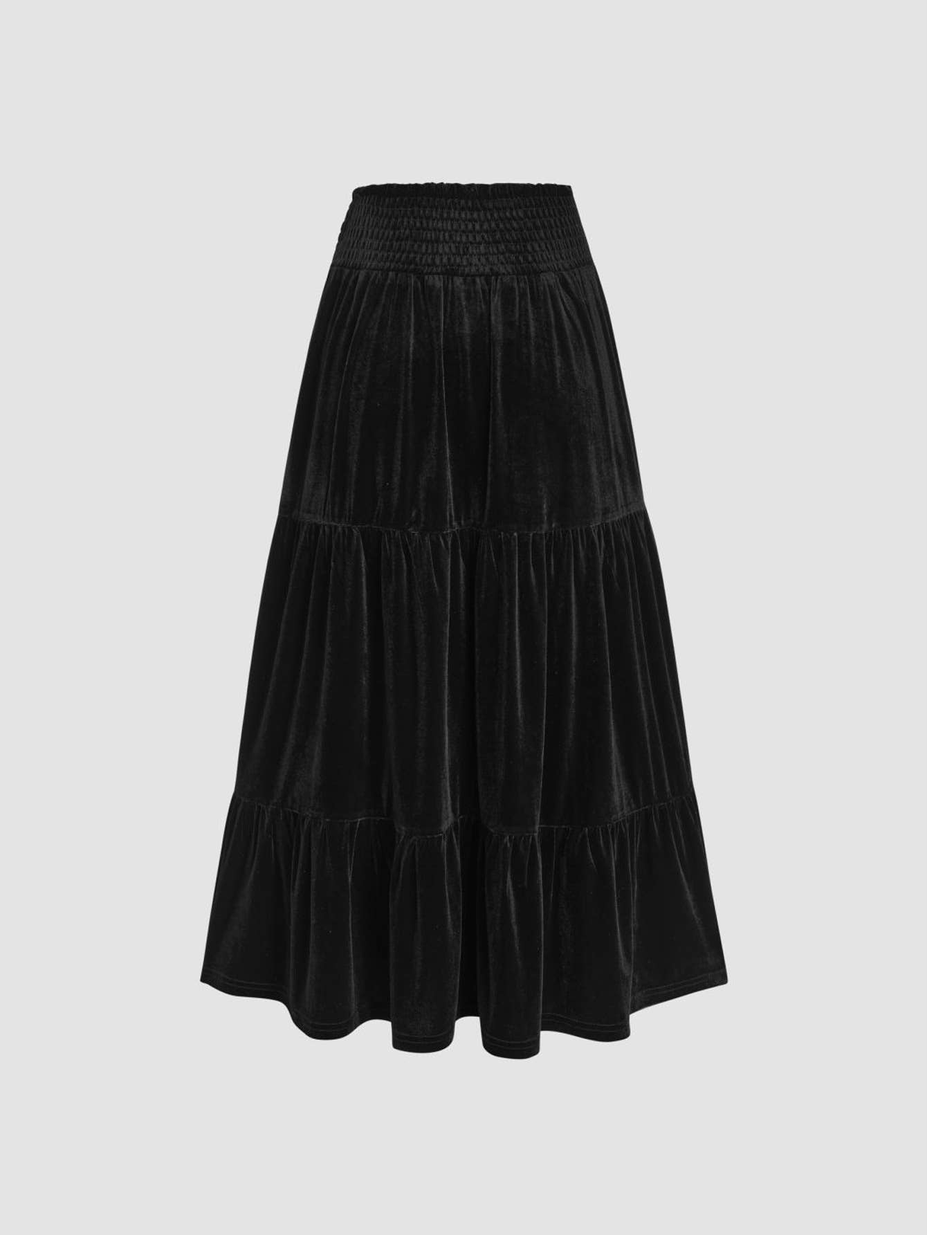 LONG STYLE VELVET SKIRT WITH LOTUS LEAF