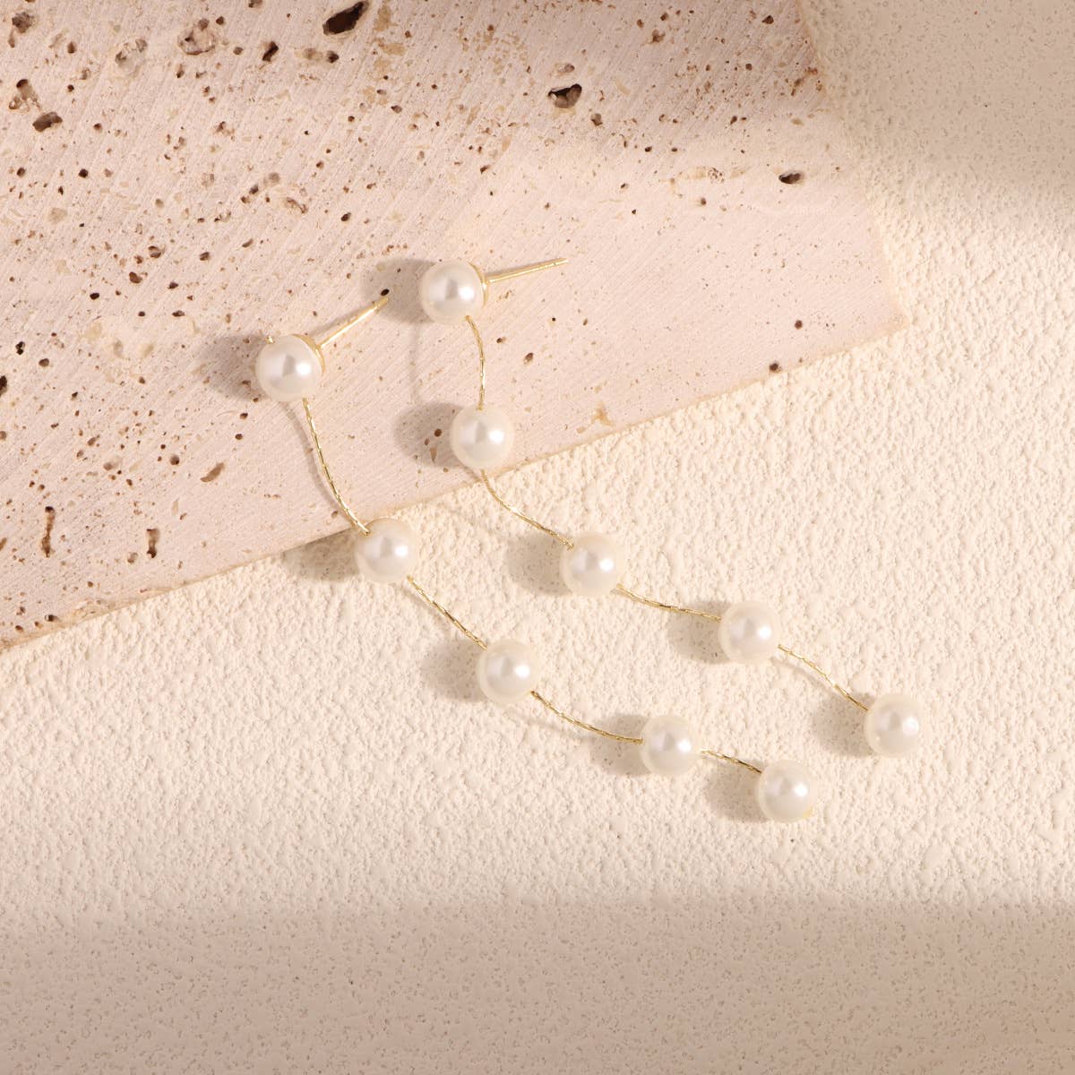 S925 Silver needle natural pearl long earrings