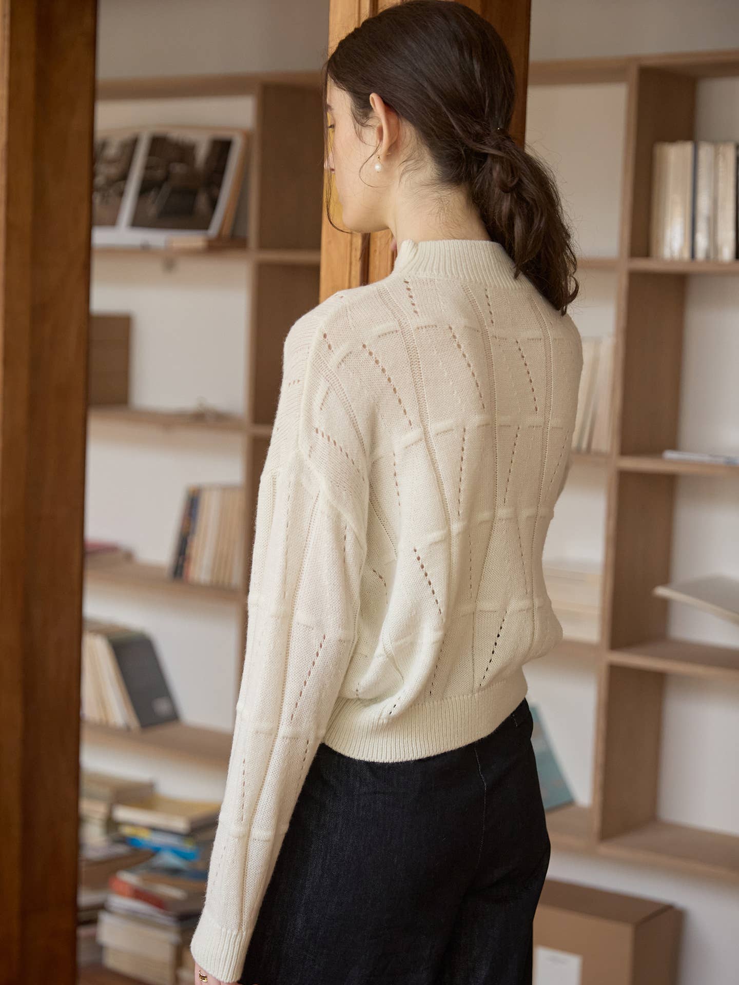 Temperament half turtleneck wool blend sweater