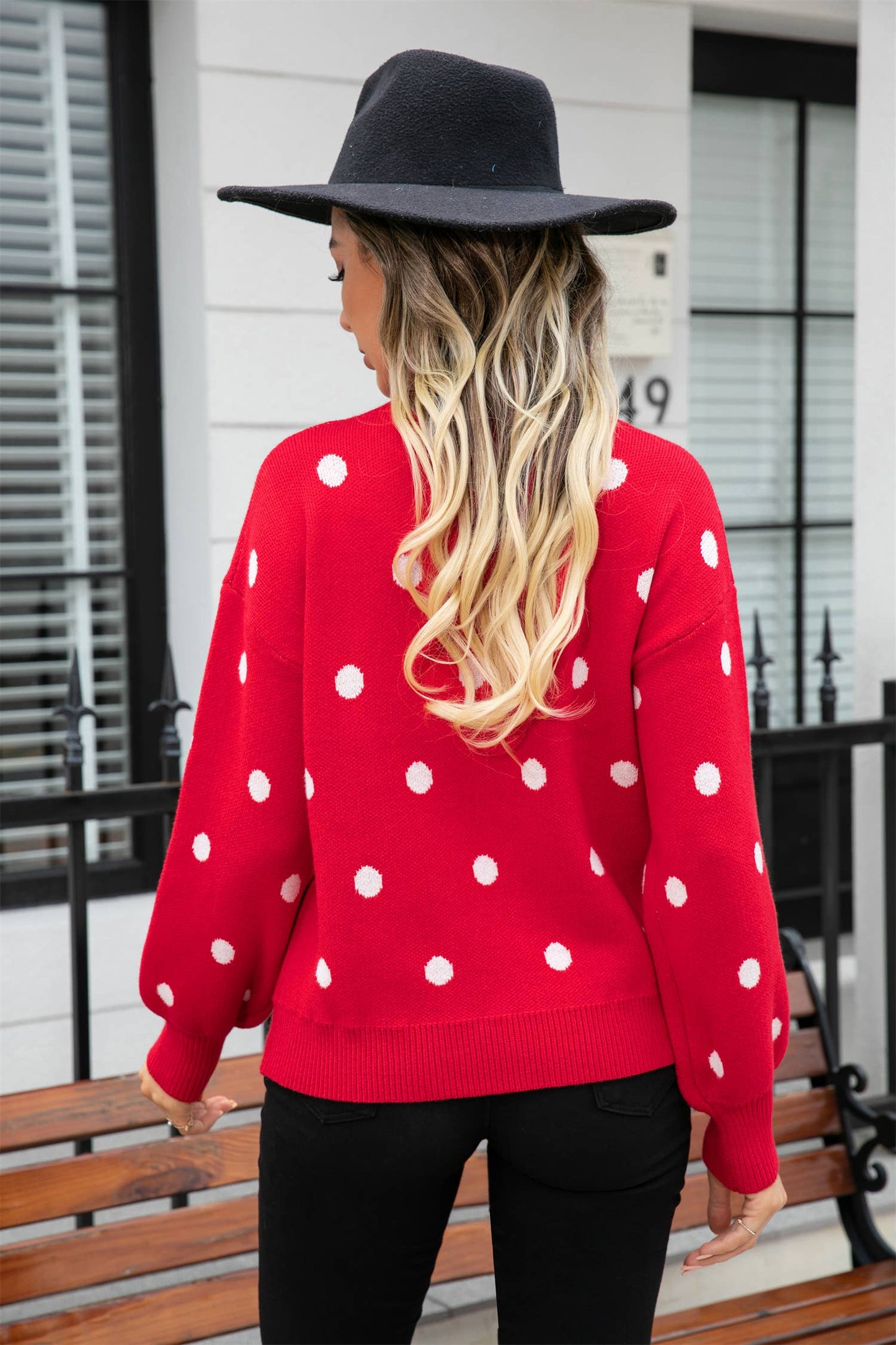 SWEATER KNIT SWEATER POLKA DOT PULLOVER SWEATER