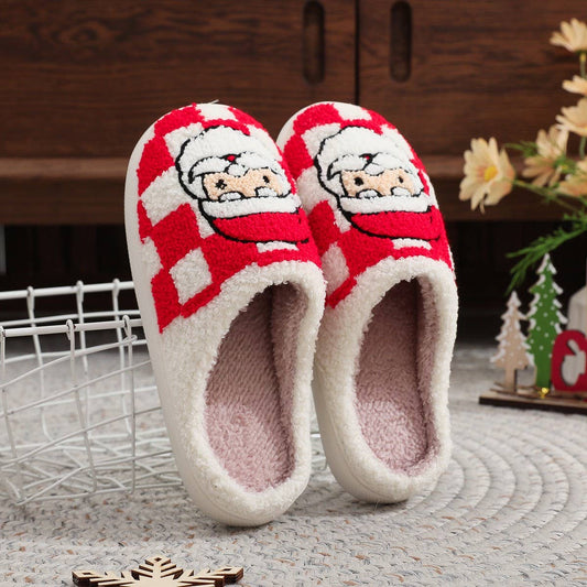 CHRISTMAS PLAID SANTA CLAUS COTTON SLIPPERS