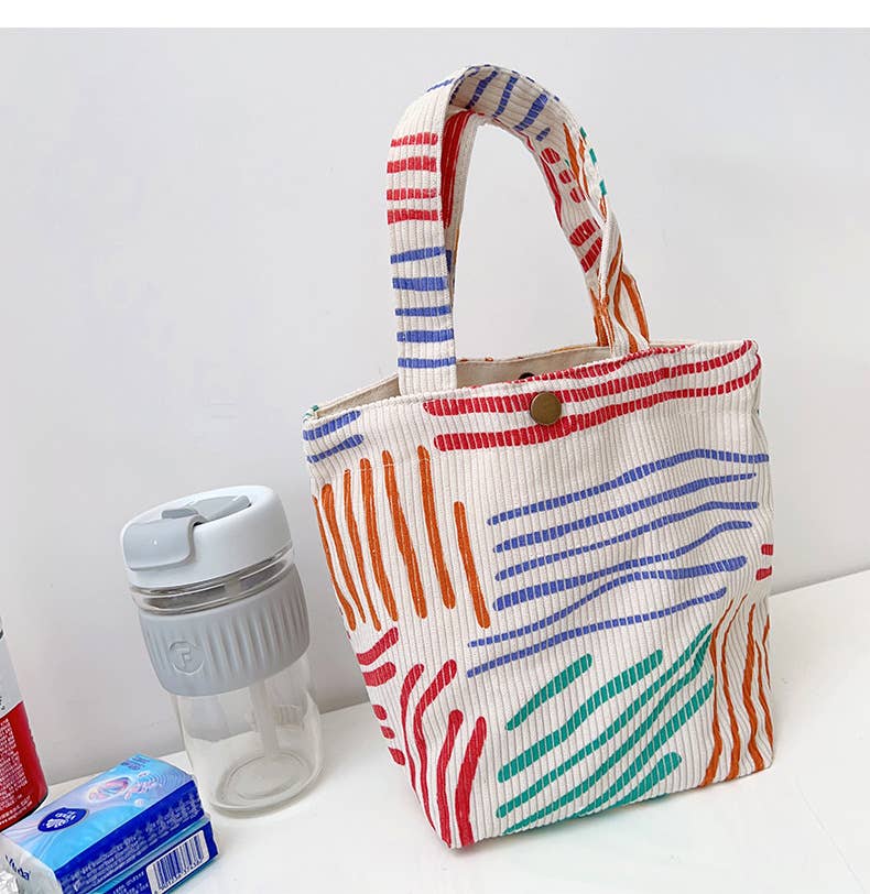 Colorful line fashionable color-blocking bag