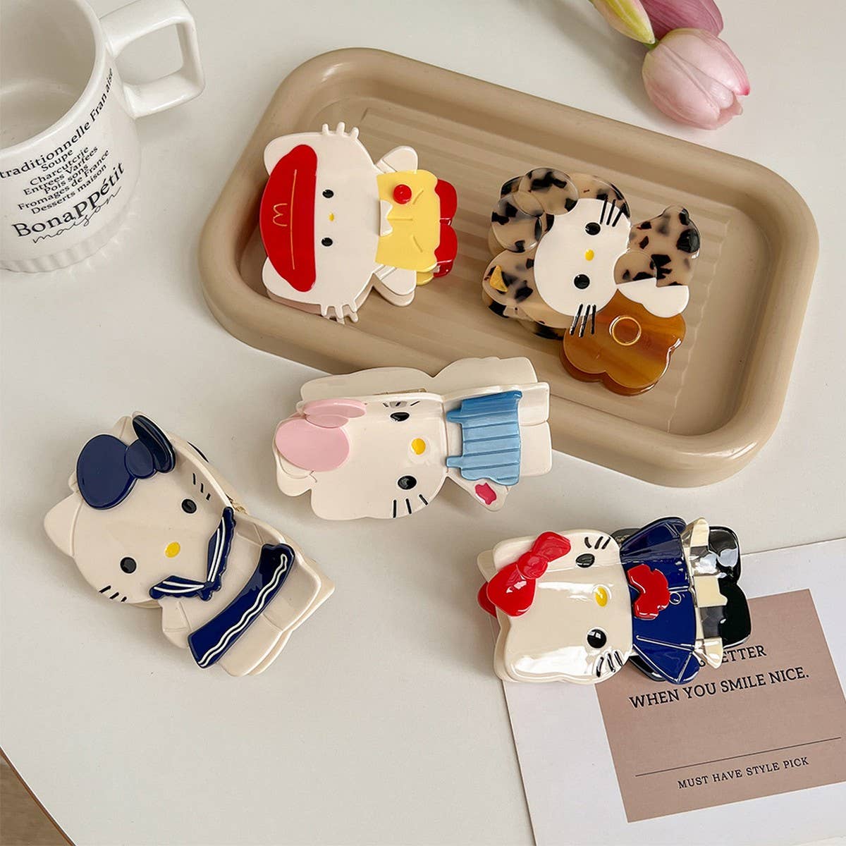 Cute cartoon cat hair claw acetate hairpin