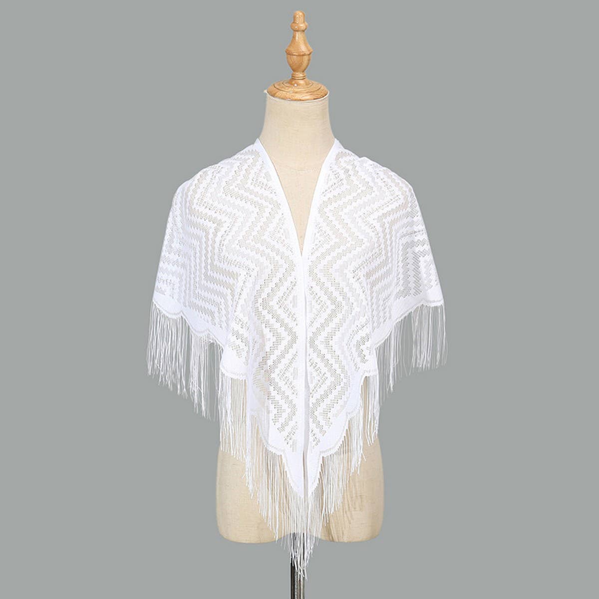 SUMMER WAISTCOAT HOLLOW TASSEL TRIANGLE SHAWL