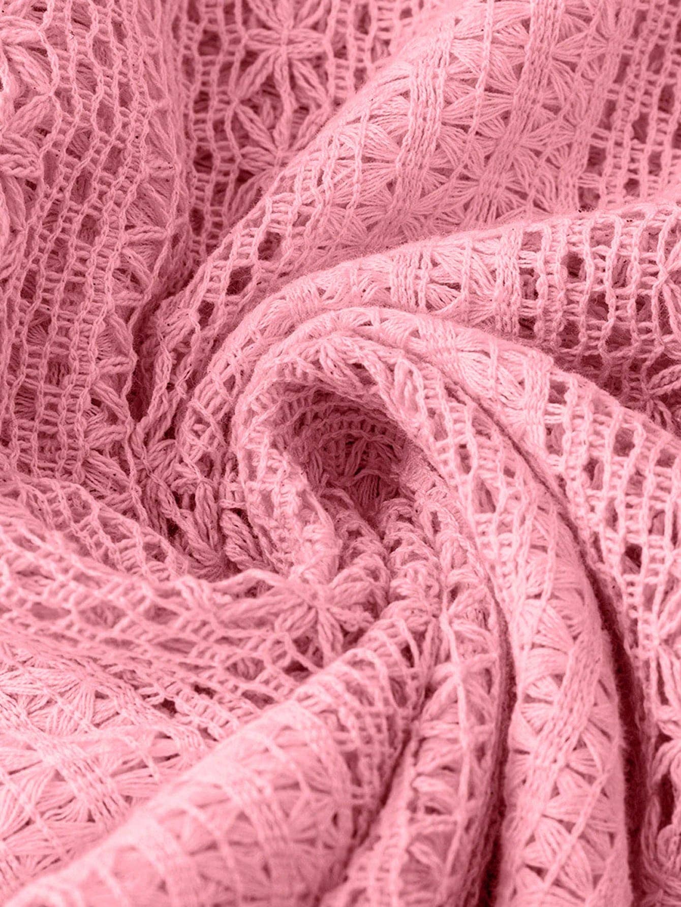 Hollowed-out lace V-neck single-breasted shirt