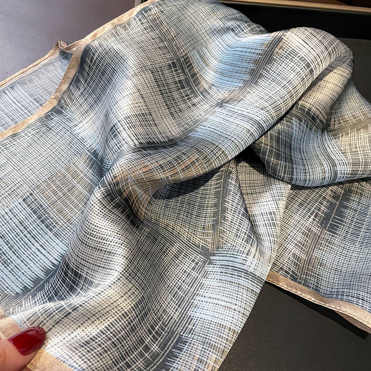 Chic Striped Silk Scarf ? Women?™s Square Shawl