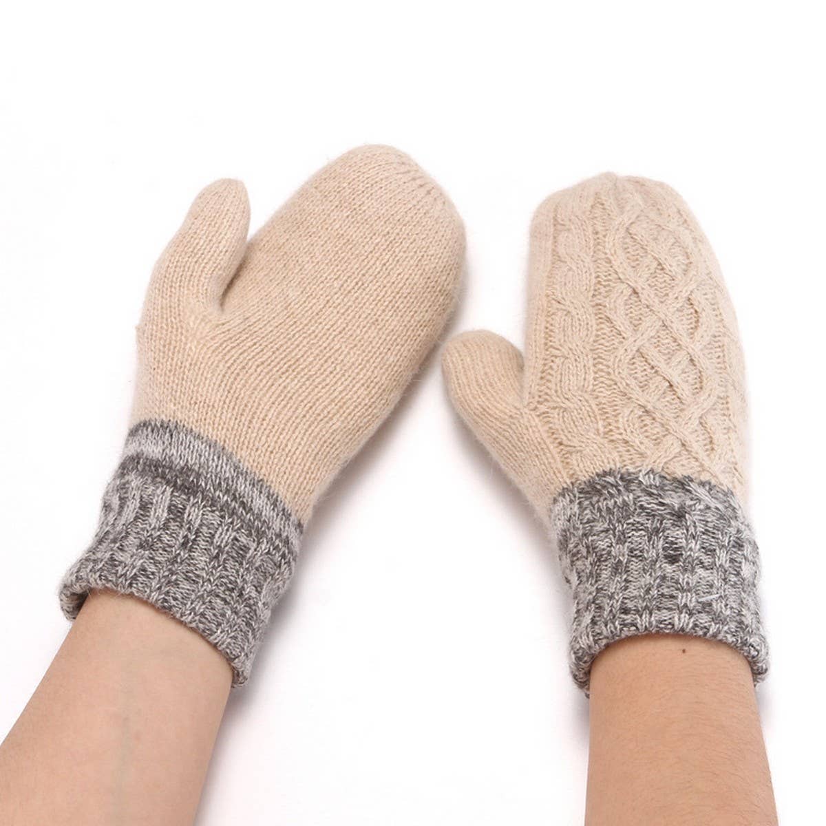 WINTER RABBIT FUR KNITTED PLUSH THICK GLOVES_CWAG0262