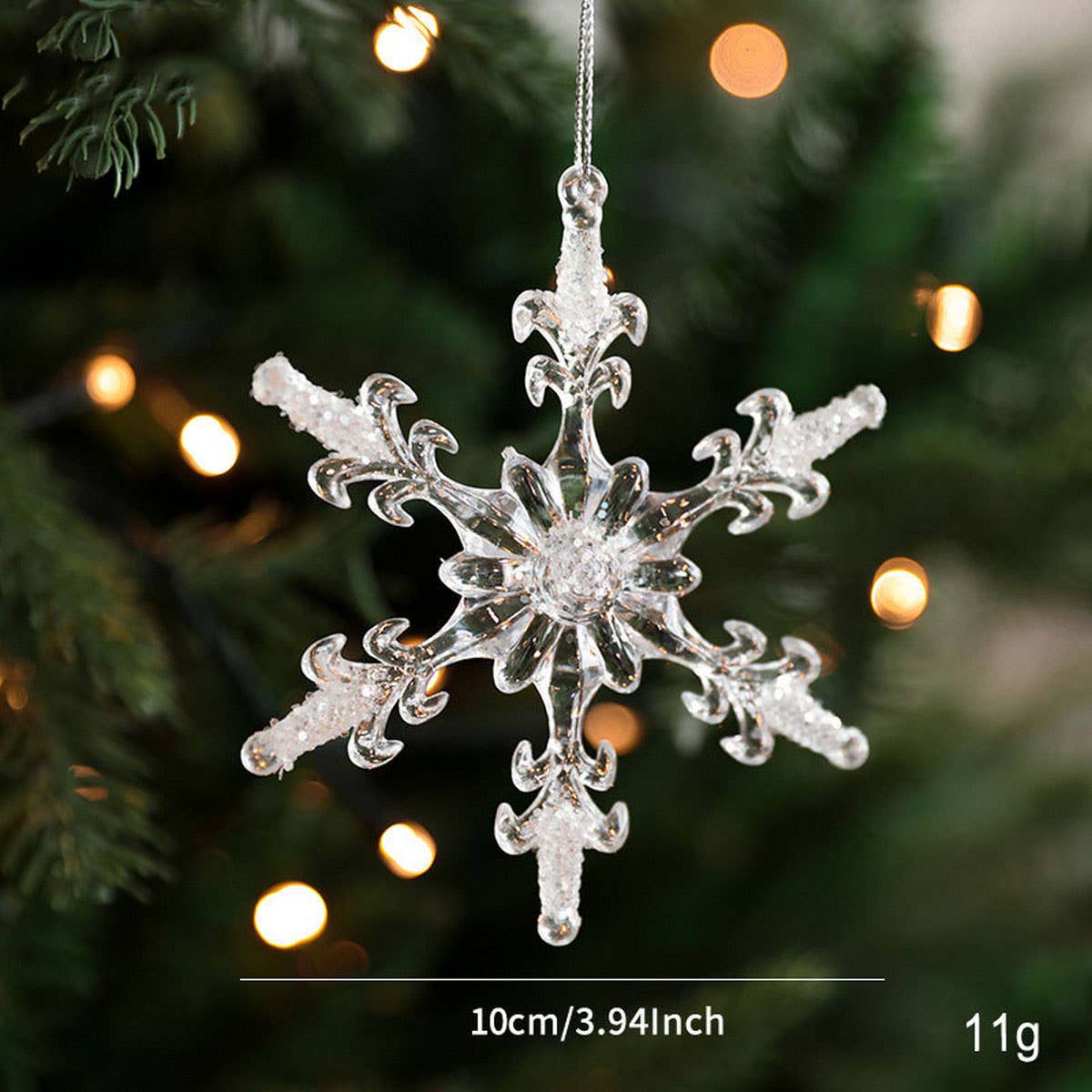 Clear Acrylic Christmas Tree Ornament with Glitter