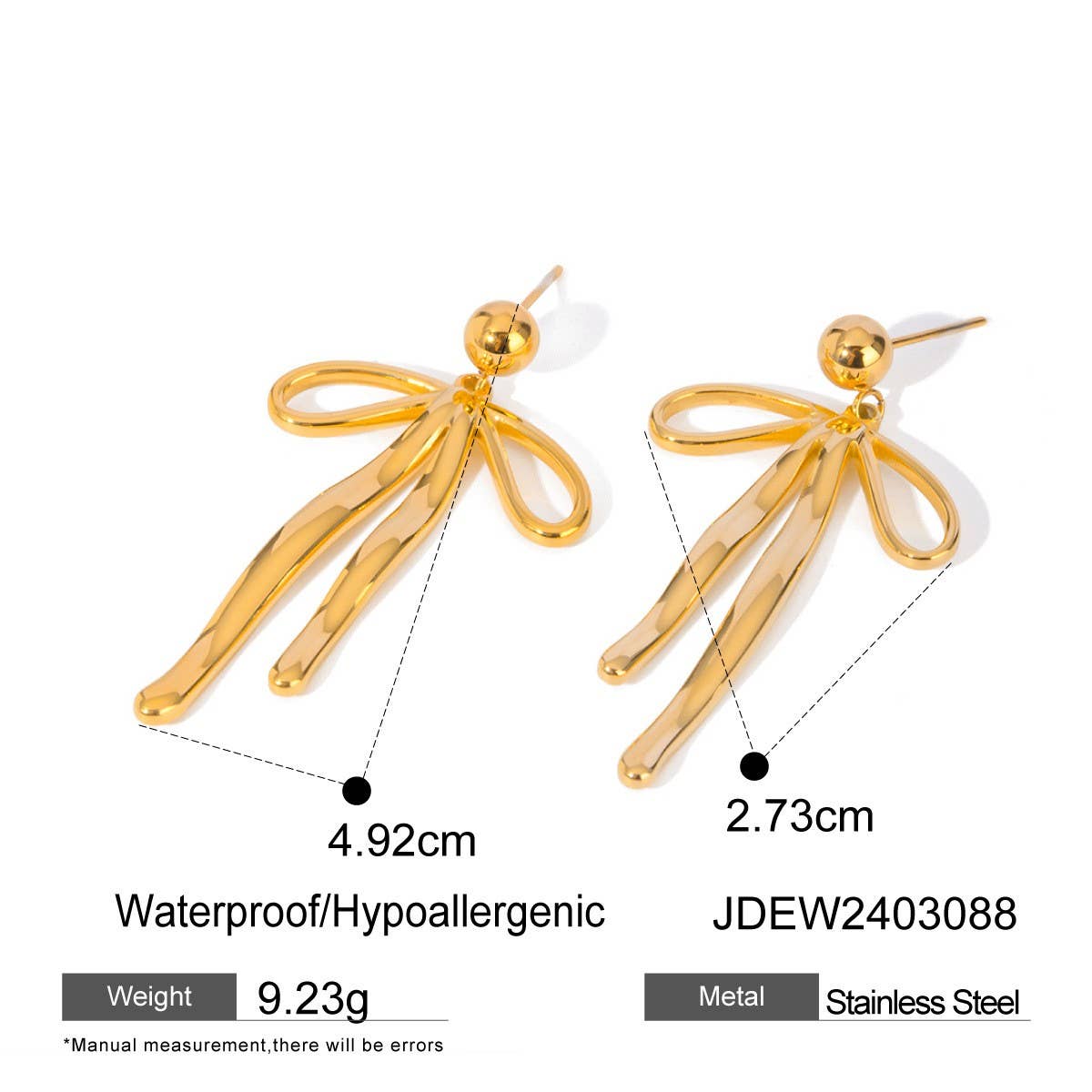 PERSONALITY FASHION 1 STEEL BOW PENDANT EARRINGS_CWAJE1880