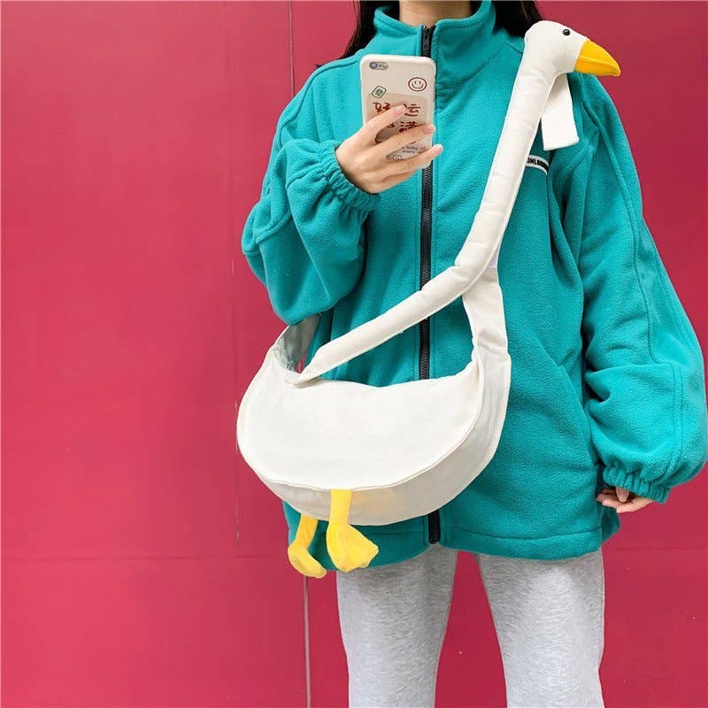 Cute fashionable duck-head canvas crossbody bag