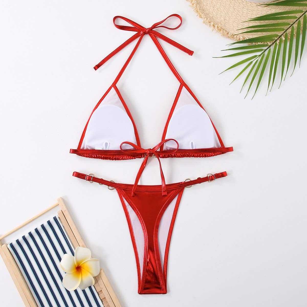 TIE SIDE BIKINI SET - SHINY SOLID COLOR SWIMSUIT