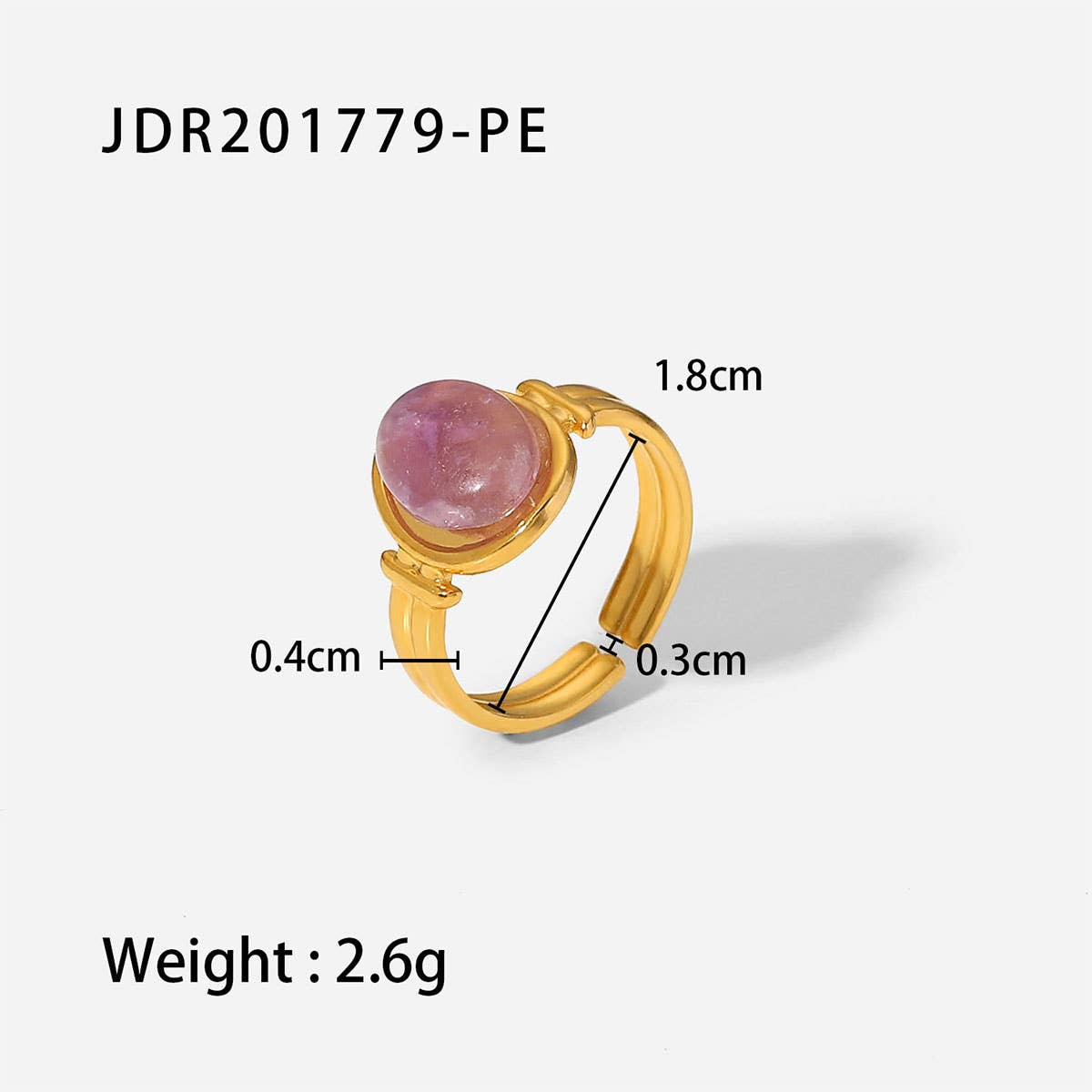 GOLD STAINLESS STEEL INLAID NATURAL STONE RINGS