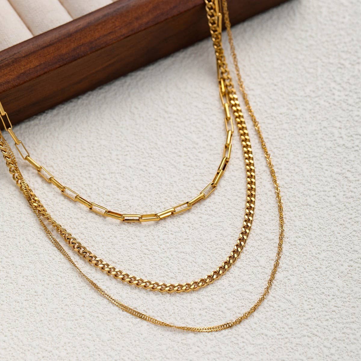 TITANIUM STEEL NECKLACE RING THREE-LAYER NECKLACE