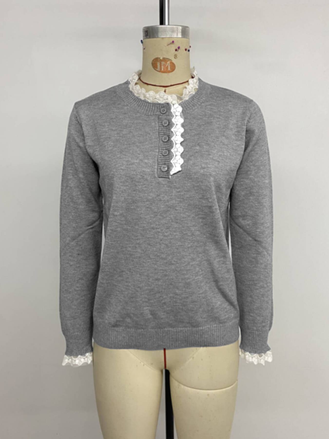 Elegant retro style lace semi-cardigan sweater