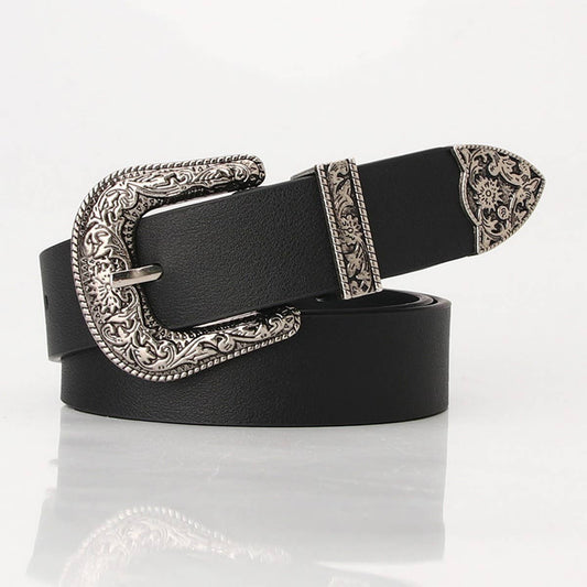 CLASSIC VINTAGE BUCKLE BELT WITH EMBOSSED_CWABE0388