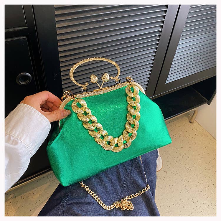 Fashionable candy-colored thick chain handbag