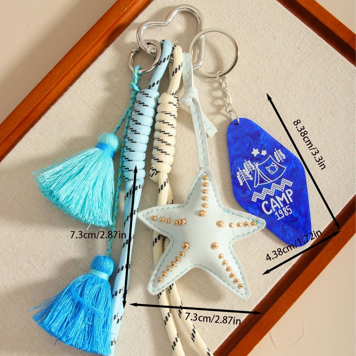 Starfish Tassel Acrylic Tag Beach Keychain Charm_CWMM7753