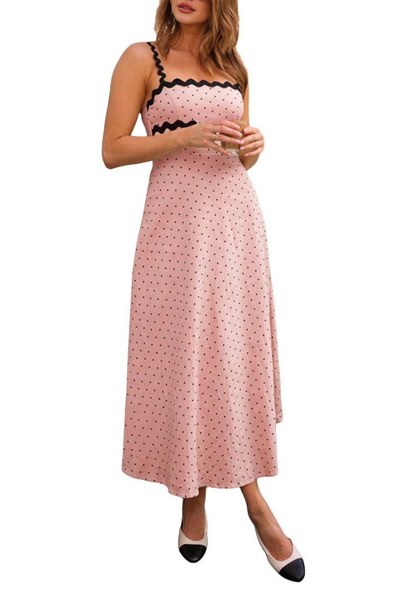 CWDMD6000_POLKA DOT BOHO LACE TRIM CAMI DRESS