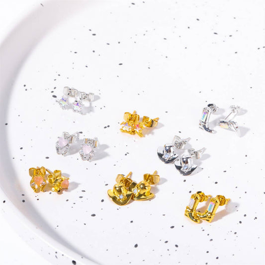 Women??¢s Cowboy Boots Hat Horseshoe Stud Earrings_CWAJE5075